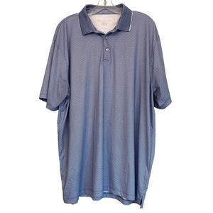 Hickey Freeman Mens Golf Polo Shirt XXL Blue Geo Print Short Sleeve Collared